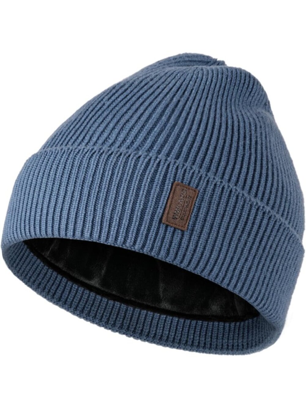 Unisex Blue Winter Beanie For Soft Fleece Lined Knit Ski Hat Warm Causal Cap